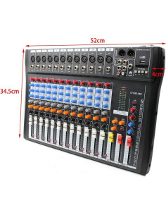 Mezclador de Audio Profesional 12 Canales CT-120S USB Bluetooth 2