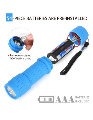 Set de 18 Linternas LED FASTPRO 9 LED con Baterías AAA