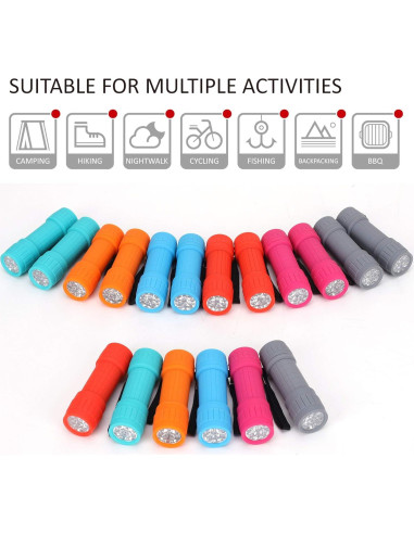 Set de 18 Linternas LED FASTPRO 9 LED con Baterías AAA