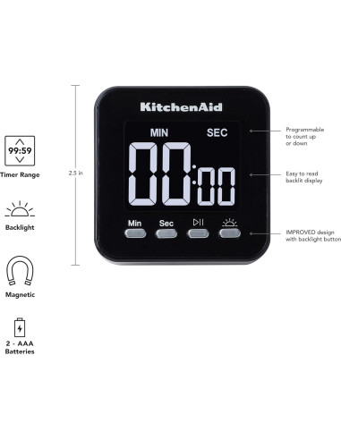 Temporizador Digital KitchenAid KQ912 Magnético Retroiluminado