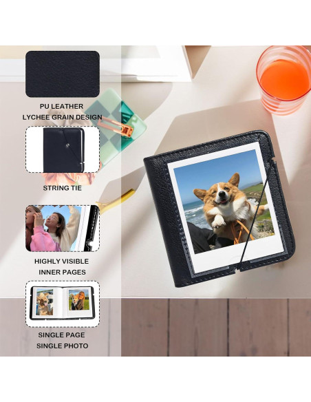 Álbum de Fotos WOGOZAN 28 Bolsillos para Polaroid y Fuji - Negro