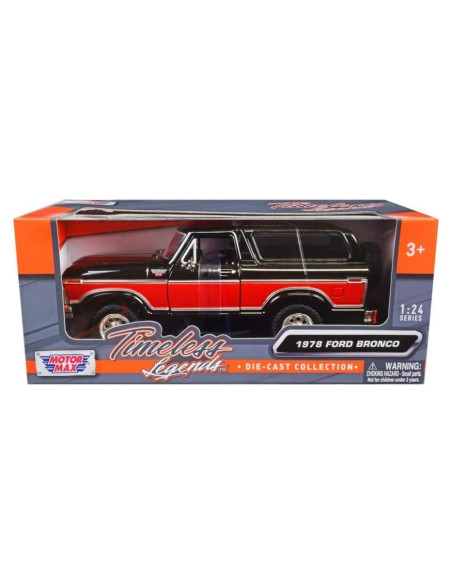 Coche Diecast Motormax 1978 Ford Bronco Ranger XLT Negro/Rojo