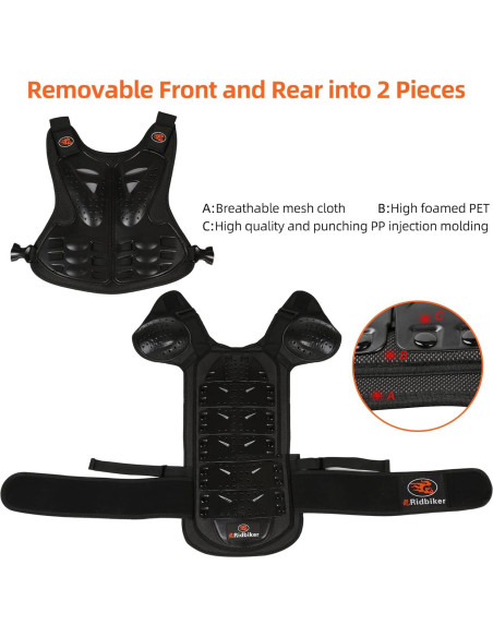 Protector de Pecho RIDBIKER para Niños 3-12 años Ajustable