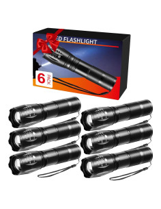 Pack 6 Linternas LED Tácticas 5 Modos Alta Potencia