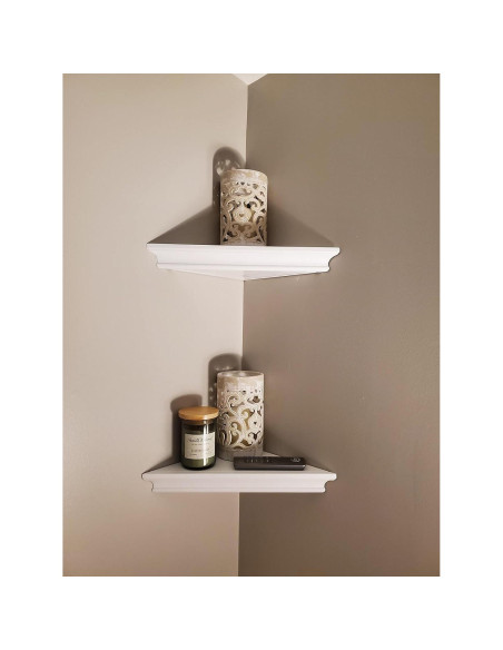 Estante de esquina blanco ZGZD - Juego de 2 estantes de pared