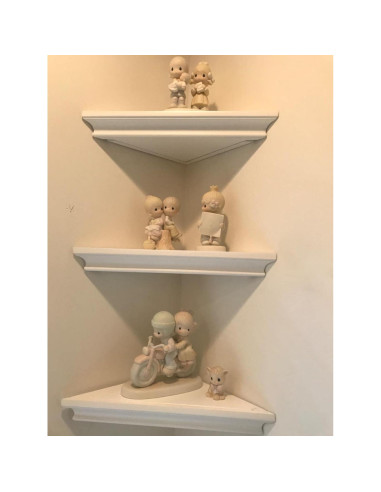 Estante de esquina blanco ZGZD - Juego de 2 estantes de pared