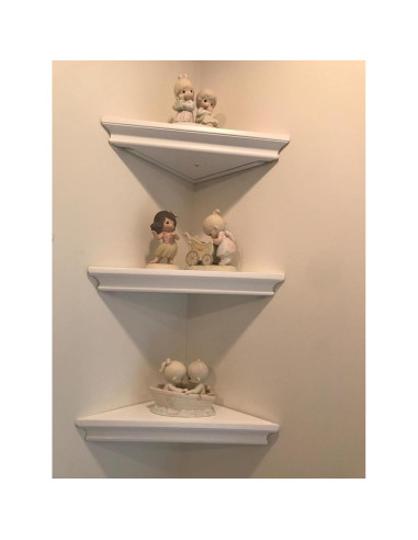 Estante de esquina blanco ZGZD - Juego de 2 estantes de pared