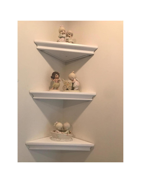 Estante de esquina blanco ZGZD - Juego de 2 estantes de pared