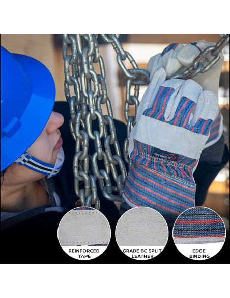 Guantes de Seguridad de Cuero Dividido Bison Life - 3 Paquetes Guantes de Seguridad de Cuero Dividido Bison Life - 3 Paquetes