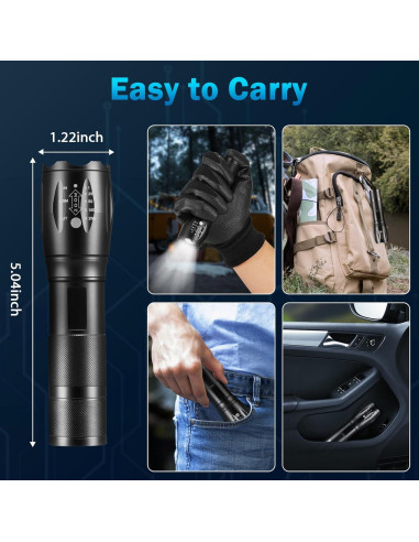 Pack 6 Linternas LED Tácticas 5 Modos Alta Potencia