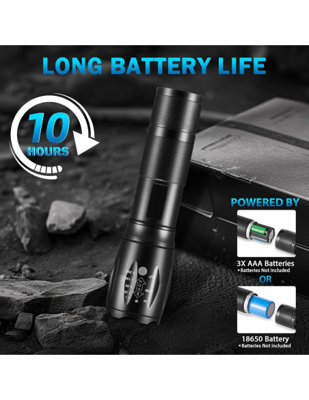 Pack 6 Linternas LED Tácticas 5 Modos Alta Potencia