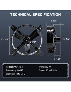 Ventilador de Ático Criditpid 14" con Termostato 1240CFM 2