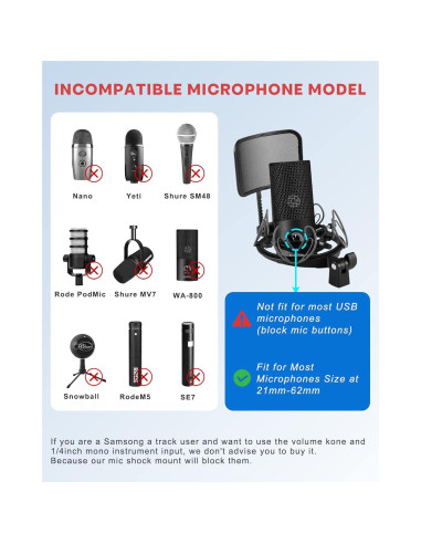 Soporte de Micrófono Universal SUUNTOK con Filtro Anti-Pop