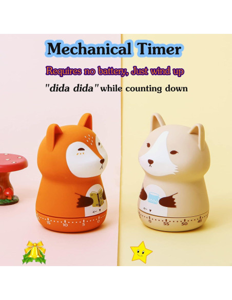 Temporizador de Cocina Mecánico NUOSWEK Zorro Naranja 60 Min