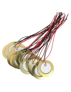 16 Discos Piezo 27mm con Cables para Guitarra y Batería
