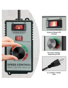Controlador de Velocidad de Motor CA 120V Azucyzi 15A LED 2