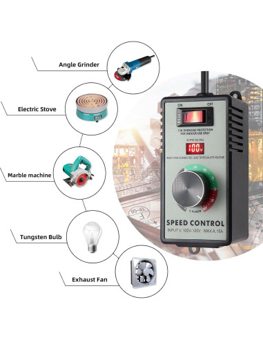 Controlador de Velocidad de Motor CA 120V Azucyzi 15A LED