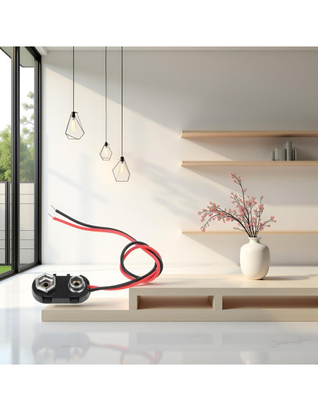 Conector de Clip de Batería 9V Cauaoa con Cables 150mm