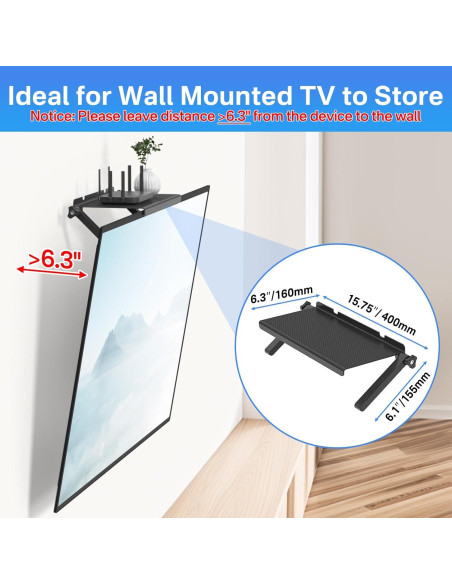 Estante Superior Ajustable para TV tiebutie 33 cm Negro Estante Superior Ajustable para TV tiebutie 33 cm Negro