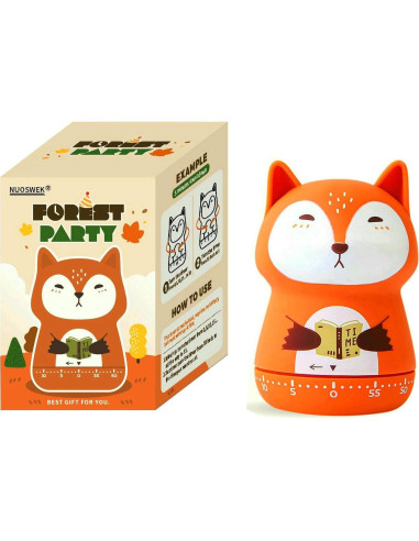 Temporizador de Cocina Mecánico NUOSWEK Zorro Naranja 60 Min