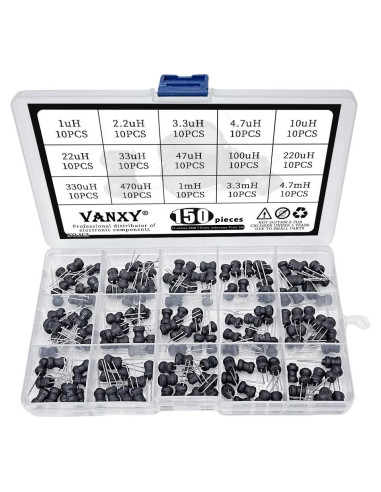Kit de 150 Inductores Radiales VANXY 1uH-4.7mH 6x8mm