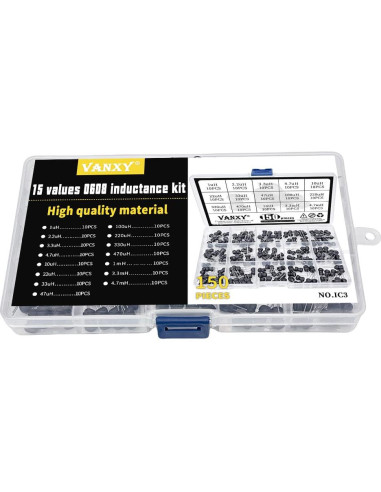 Kit de 150 Inductores Radiales VANXY 1uH-4.7mH 6x8mm