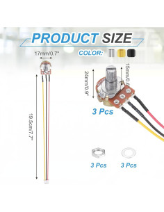 Potenciómetro MECCANIXITY WH-148 B250K 3 Piezas con Perillas 2
