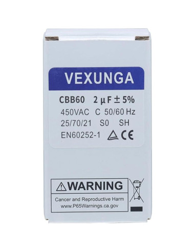 Capacitor de Funcionamiento VEXUNGA CBB60 2uF 450V AC