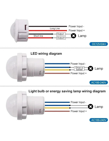 Sensor de Movimiento Infrarrojo NIBYQ 12V 24V 110V 220V AC 5pcs