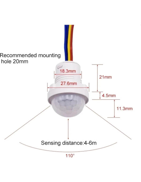 Sensor de Movimiento Infrarrojo NIBYQ 12V 24V 110V 220V AC 5pcs
