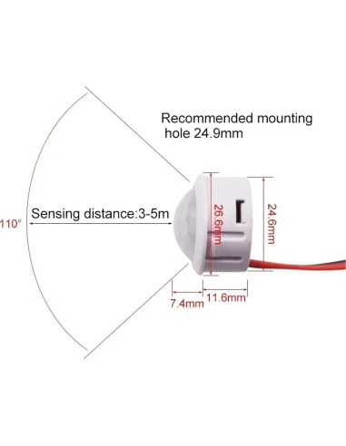 Sensor de Movimiento Infrarrojo NIBYQ 12V 24V 110V 220V AC 5pcs