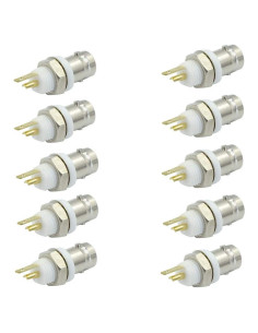 Conector Hembra BNC Montaje en Panel - 10 Pcs Niquelado