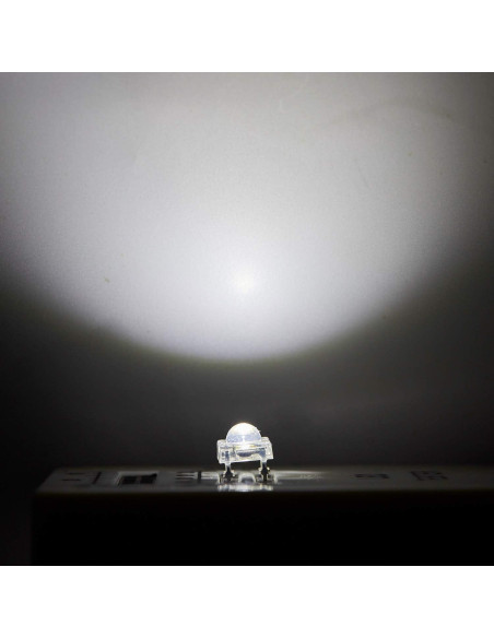 100 LEDs Diodo Emisor Blanco 5mm CHANZON Lente Redonda