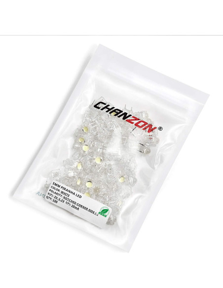100 LEDs Diodo Emisor Blanco 5mm CHANZON Lente Redonda