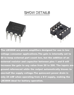 20 Pcs Amplificador de Audio LM386N + Zócalo DIP-8 DKARDU 2