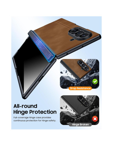 Funda de cuero para Samsung Galaxy Z Fold 7 con protector