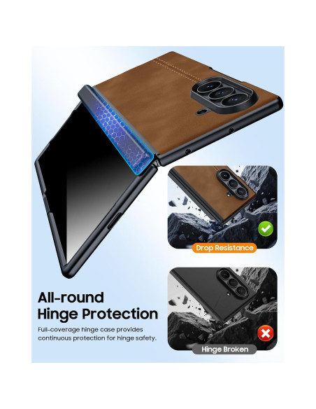 Funda de cuero para Samsung Galaxy Z Fold 7 con protector
