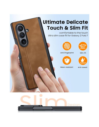 Funda de cuero para Samsung Galaxy Z Fold 7 con protector