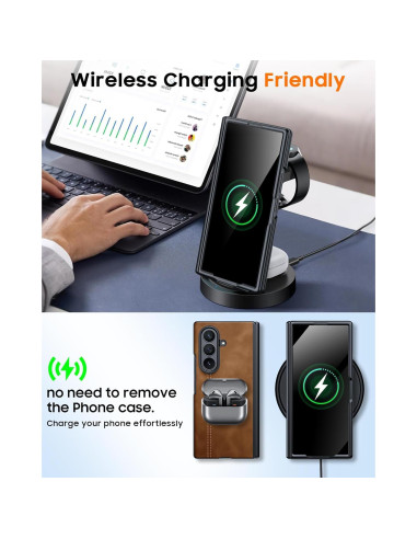 Funda de cuero para Samsung Galaxy Z Fold 7 con protector