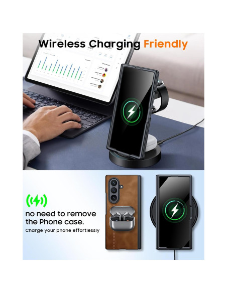 Funda de cuero para Samsung Galaxy Z Fold 7 con protector