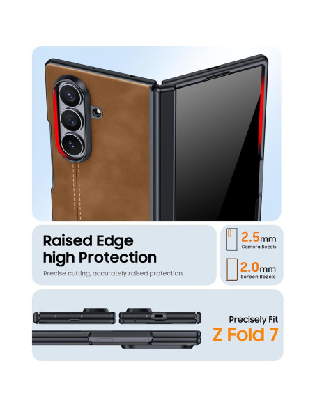 Funda de cuero para Samsung Galaxy Z Fold 7 con protector
