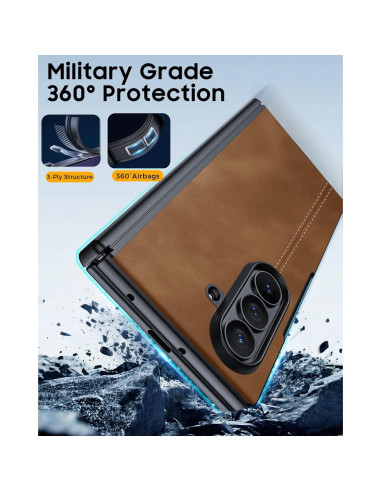 Funda de cuero para Samsung Galaxy Z Fold 7 con protector