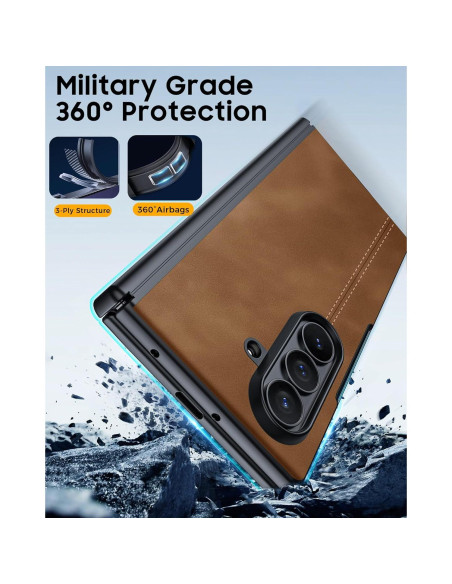 Funda de cuero para Samsung Galaxy Z Fold 7 con protector