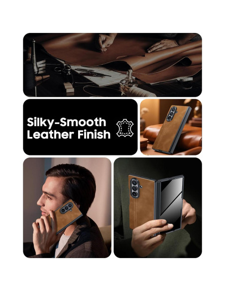 Funda de cuero para Samsung Galaxy Z Fold 7 con protector