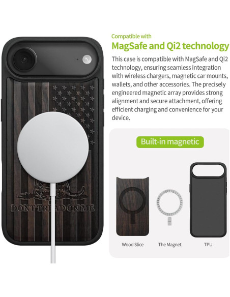 Funda de Madera Magnética Carveit para iPhone 17 Air - Grabado Gadsden Funda de Madera Magnética Carveit para iPhone 17 Air - Grabado Gadsden