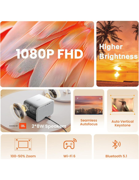 Proyector Yaber L2s 1080P FHD WiFi Bluetooth Sonido JBL