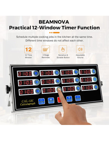 Temporizador Digital de Cocina BEAMNOVA 12 Canales Acero Inoxidable