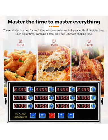 Temporizador Digital de Cocina BEAMNOVA 12 Canales Acero Inoxidable