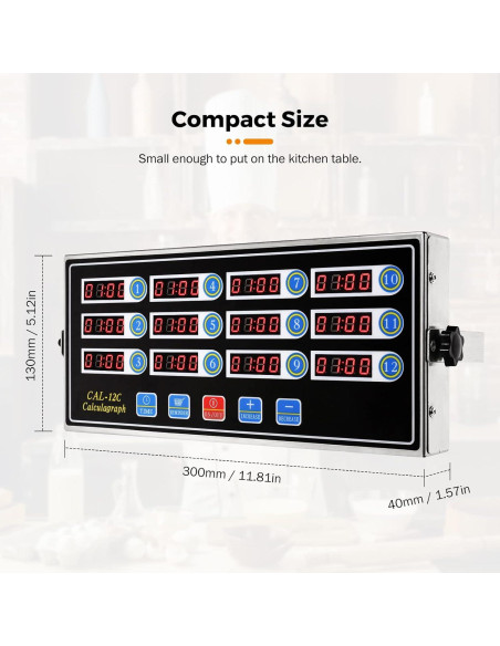 Temporizador Digital de Cocina BEAMNOVA 12 Canales Acero Inoxidable