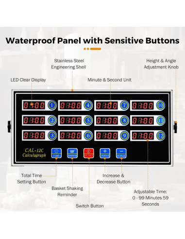 Temporizador Digital de Cocina BEAMNOVA 12 Canales Acero Inoxidable